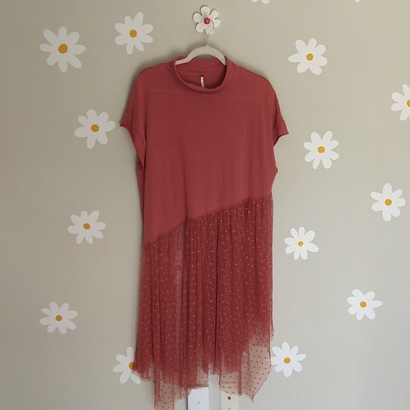 ⭐HOST PICK⭐ Free People Carnival Wild Rose Asymmetrical Mesh Polka Dot Skirt Top - Picture 3 of 14